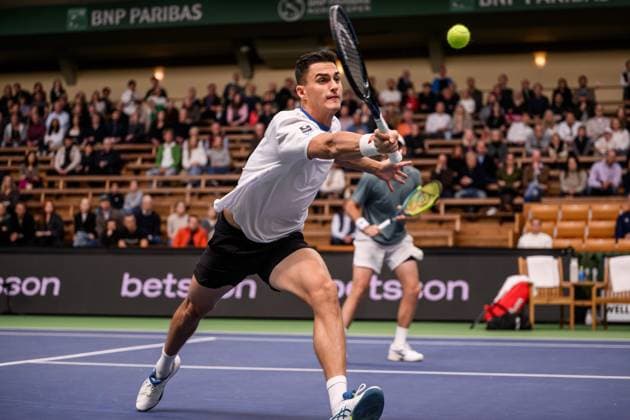 251019 Alexander Erler of Austria compete in the men s doubles final on day 9 of the ATP 250 Nordic Open on October 19, 2025 in Stockholm Photo Jesper Zerman BILDBYRAN kod JZ JZ0631 tennis nordic open nordic open 2025 bbeng final dubbel  Copyright: JESPERxZERMAN BB251019JZ006