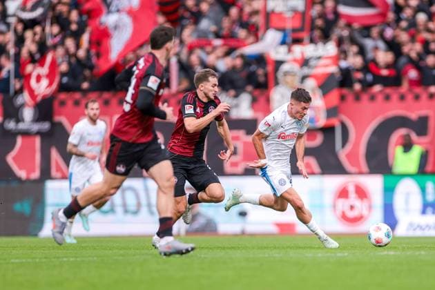 19 10 2025, 2 Bundesliga, Matchday 9, 1 FC Nürnberg Holstein Kiel, Adrian Kapralik Holstein Kiel prevails, Nuremberg Max Morlock Stadion Bayern Germany xRHR PHOTO DEx Copyright: DennisxEwert RHR-FOTOx RHR-FOTO DE