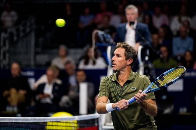 French Edouard Roger-Vasselin pictured in action during the European Open ATP, Tennis Herren tennis tournament in Brussels, on Sunday 19 October 2025. This year s edition of the tournament is taking place from 12 to 19 October 2025. JASPERxJACOBS  x137284445x