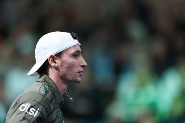 France s Ugo Humbert meets Norway s Casper Ruud in the singles final during the BNP Paribas Nordic Open tennis tournament at the Royal Tennis Hall in Stockholm, Sweden, October 19, 2025 STOCKHOLM SWEDEN x62260x  Copyright: xNilsxPetterxNilsson TTx TENNIS NORDIC OPEN