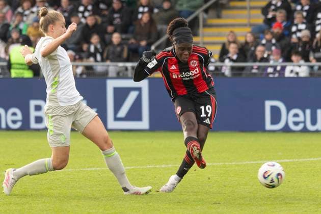 Google Pixel Womens Budnesliga Eintracht Franfurt SV Werder Bremen, 19 10 2025 Nicole Anyomi Eintracht Frankfurt 19 scored the goal to make it 2 0 for Eintracht, Eintracht Franfurt SV Werder Bremen, Frankfurt, Stadion am Brentanobad, 19 10 2025 Copyright: xBEAUTIFULxSPORTS Gawlikx
