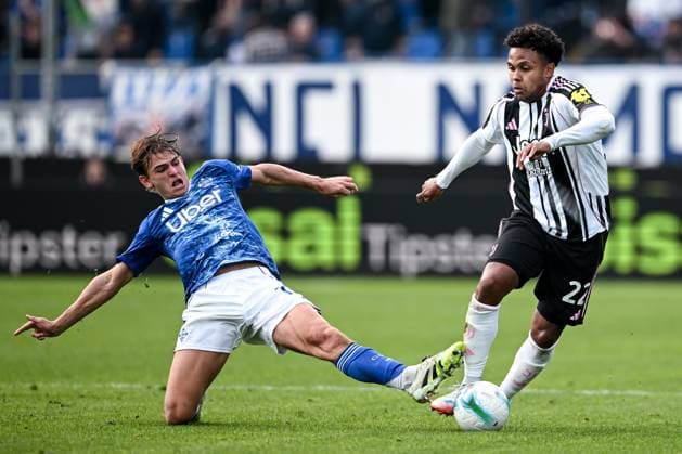 Cm Como 19 10 2025 - campionato di calcio Serie A Como-Juventus foto Cristiano Mazzi Image nella foto: Nico Paz-Weston McKennie 