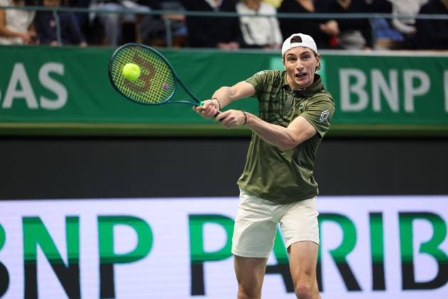 France s Ugo Humbert meets Norway s Casper Ruud in the singles final during the BNP Paribas Nordic Open tennis tournament at the Royal Tennis Hall in Stockholm, Sweden, October 19, 2025 STOCKHOLM SWEDEN x62260x  Copyright: xNilsxPetterxNilsson TTx TENNIS NORDIC OPEN