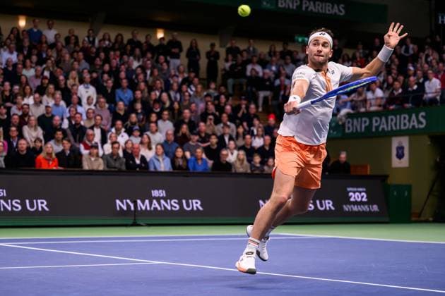 251019 Casper Ruud of Norway competes in the men s singles final on day 9 of the ATP 250 Nordic Open on October 19, 2025 in Stockholm Photo Jesper Zerman BILDBYRAN kod JZ JZ0631 tennis nordic open nordic open 2025 bbeng final singelnorge norway  Copyright: JESPERxZERMAN BB251019JZ043