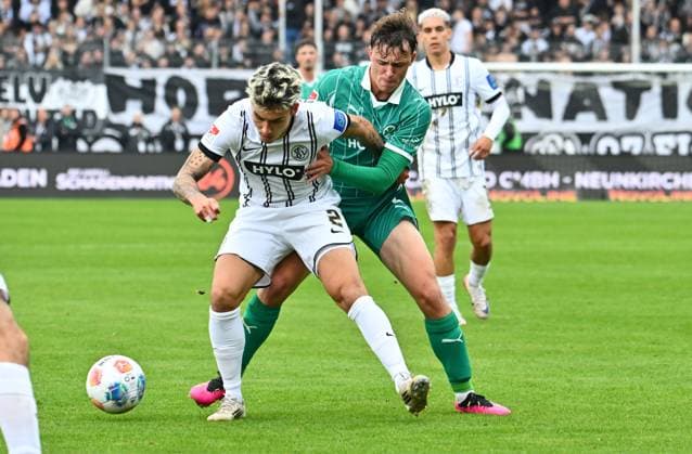 19 10 2025 Soccer Season 2025 2026 2 Soccer Bundesliga 09 Matchday SV Elversberg SVE SpVgg Greuther Fürth Kleeblatt Sportfoto Zink xwoxzix DFL regulations prohibit any use of photographs as image sequences and or quasi video only for editorial use Nicholas Mickelson 2, SV Elversberg Lukas Reich 2, SpVgg Greuther Fürth