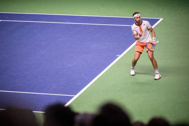 251019 Casper Ruud of Norway celebrates as he competes in the men s singles final on day 9 of the ATP 250 Nordic Open on October 19, 2025 in Stockholm Photo Jesper Zerman BILDBYRAN kod JZ JZ0631 tennis nordic open nordic open 2025 bbeng final singeljubel norge norway celebrates  Copyright: JESPERxZERMAN BB251019JZ047