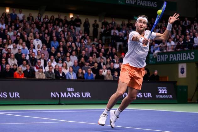 251019 Casper Ruud of Norway competes in the men s singles final on day 9 of the ATP 250 Nordic Open on October 19, 2025 in Stockholm Photo Jesper Zerman BILDBYRAN kod JZ JZ0631 tennis nordic open nordic open 2025 bbeng final singelnorge norway  Copyright: JESPERxZERMAN BB251019JZ048