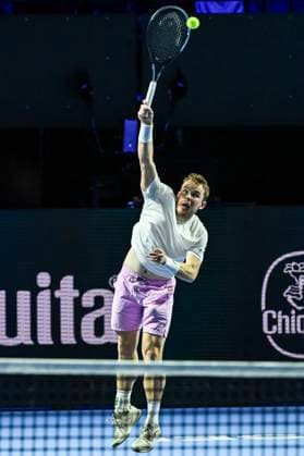 19th October 2025; St. Jakobshalle, Basel, Switzerland; 2025 ATP, Tennis Herren Swiss Indoor Tennis Day 1; Remy Bertola (SUI) in action against Quentin Halys (FRA) in the final qualification round  DavidxEmm