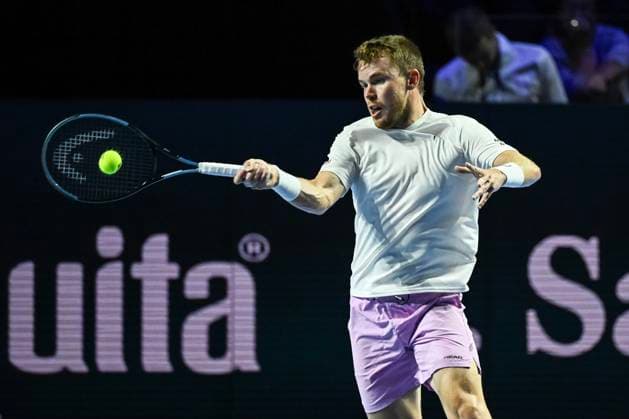 19th October 2025; St. Jakobshalle, Basel, Switzerland; 2025 ATP, Tennis Herren Swiss Indoor Tennis Day 1; Remy Bertola (SUI) in action against Quentin Halys (FRA) in the final qualification round  DavidxEmm