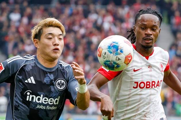 Ritsu Doan Eintracht Frankfurt, 20 and Jordy Makengo SC Freiburg, 33 in duel , Germany, Soccer, 1 Bundesliga, Matchday 7, 2025 2026, SC Freiburg vs Eintracht Frankfurt, 19 10 2025, Europa Park Stadion, Freiburg im Breisgau, Germany Freiburg im Breisgau Europa Park Stadion Baden Württemberg Germany Copyright: xGrantxHubbsx