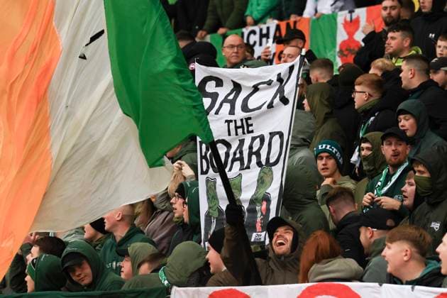 19th October 2025; Dens Park, Dundee, Scotland; Scottish Premiership Football, Dundee versus Celtic; Celtic Ultras protest against the club& x2019;s board  DavidxYoung