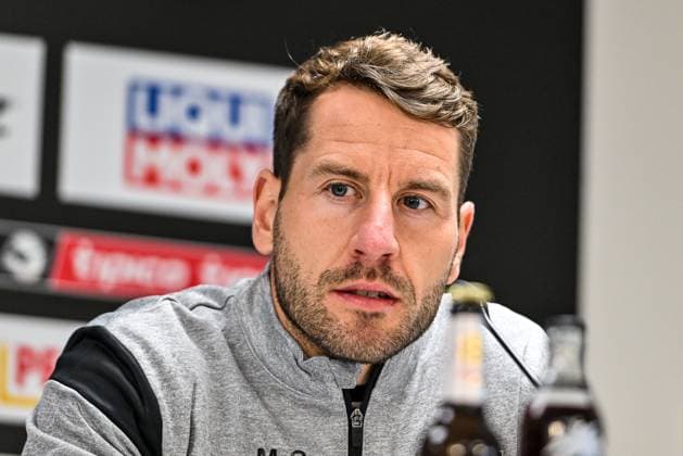 GER, 3 Liga, SSV Ulm 1846 vs FC Energie Cottbus 19 10 2025, Donaustadion, Ulm, GER, 3 Liga, SSV Ulm 1846 vs FC Energie Cottbus, in the picture Moritz Glasbrenner SSV Ulm , Press conference after the match nordphotoxGmbHx xHafner nph00200