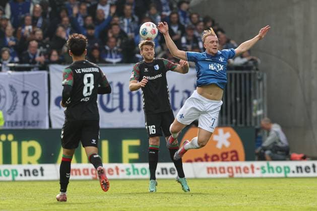 Isac Lidberg SV Darmstadt 98,7 vs Marcus Mathisen 1 FC Magdeburg,16 2 Soccer Bundesliga Season 2025 2026 SV Darmstadt 98 vs 1 FC Magdeburg at Merck Stadion am Böllenfalltor in Darmstadt Action,Soccer,Man,Men,Germany,19 10 2025