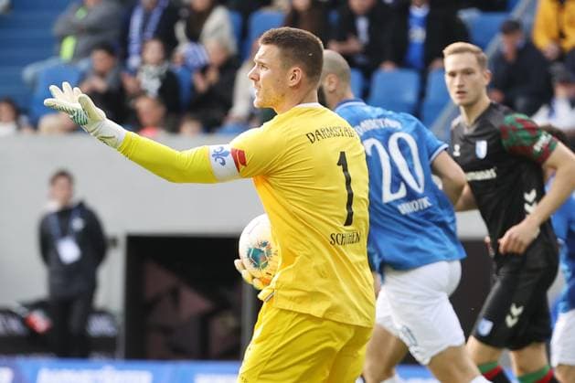19 10 2025, xtvx, Soccer 2 Bundesliga, SV Darmstadt 98 1 FC Magdeburg v l Goalkeeper Marcel Schuhen SV Darmstadt 98 Portrait DFL DFB REGULATIONS PROHIBIT ANY USE OF PHOTOGRAPHS as IMAGE SEQUENCES and or QUASI VIDEO Darmstadt