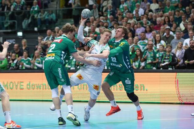 19 10 2025, xtgx, Handball, Daikin HBL, SC DHfK Leipzig SC Magdeburg v l Gisli Thorgeir Kristjansson Magdeburg, 10 throws goal, goal scorer, scores goal, scores the goal Leipzig