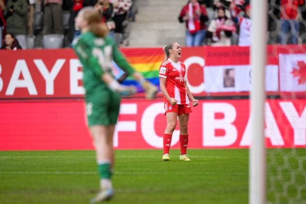 Soccer, Google Pixel Womens Bundesliga, 20251019, FC Bayern Munich 1 FC Cologne In the picture Goal 3 1, Goal celebration, Goal scorer Georgia STANWAY Bayern, 31 Munich FC Bayern Campus Bayern Germany Copyright: Passion2Press MarkusxFischerx