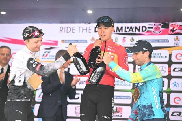 19-10-2025 Veneto Classic; 2025, Uno X Mobility; 2025, Uae Team Emirates - Xrg; 2025, Xds - Astana; Loland, Sakarias Koller; Vermeersch, Florian; Ulissi, Diego; Bassano Del Grappa; 
