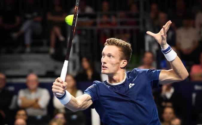 Czech Jiri Lehecka pictured in action during the European Open ATP, Tennis Herren tennis tournament in Brussels, on Sunday 19 October 2025. This year s edition of the tournament is taking place from 12 to 19 October 2025. VIRGINIExLEFOUR  x137308337x