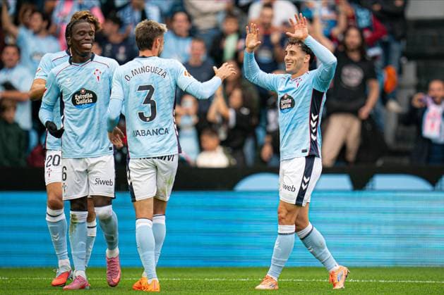 Fußball, Spanien, Celta de Vigo - Real Sociedad San Sebastian ESP: RC Celta and Real Sociedad. La Liga EA Sports. Date 9 Pablo Duran of RC Celta celebrates after scoring goal during the La Liga EA Sports match between RC Celta and Real Sociedad played at Abanca Balaidos Stadium on October 19, 2025 in Vigo, Spain. kpng Copyright: xPedroxMinax xPRESSINx PM_251019_CEL_RSO_2526_784