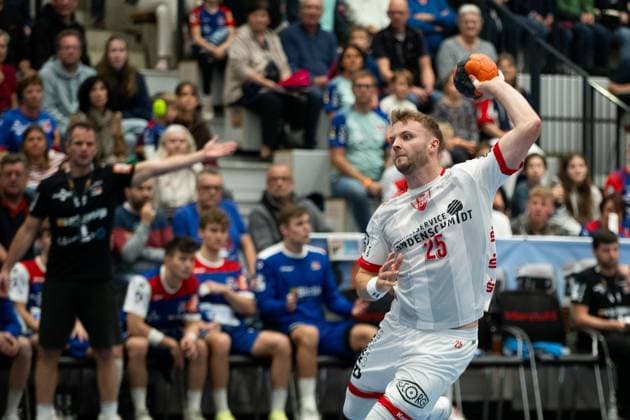 Marvin Mundus TuS Ferndorf, 25 HBW Balingen Weilstetten vs TuS Ferndorf, Handball, 2 Bundesliga, Matchday 8, Season 2025 2026, 19 10 2025 Eibner Pressefoto Andreas Ulmer HBW Balingen Weilstetten vs TuS Ferndorf, Handball, 2 Bundesliga, Matchday 8, Season 2025 2026, 19 10 2025 Balingen Copyright: xEibner-Pressefoto AndreasxUlmerx EP_AUR
