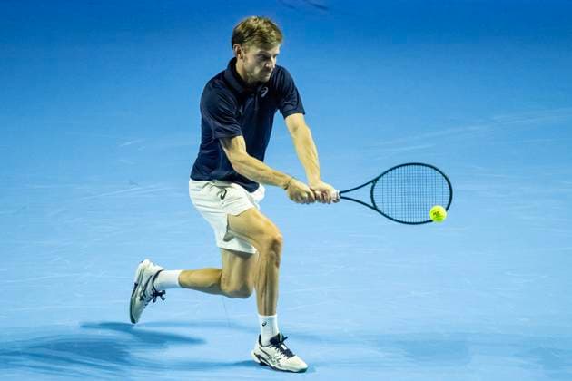 19th October 2025; St. Jakobshalle, Basel, Switzerland; 2025 ATP, Tennis Herren Swiss Indoor Tennis Day 1; David Goffin (BEL) in action against Marin Cilic (CRO) in the final qualification round  DavidxEmm