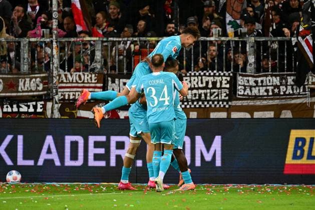 Soccer I Men I 1 Bundesliga l FC St Pauli TSG Hoffenheim I 07 Matchday I Season 2025 2026 I St Pauli I 19 10 2025 I Hoffenheim Goal celebration for 1 9 Goalscorer is Toure Bazoumana TSG Hoffenheim , Sportplatz Millerntor Stadion, St Pauli Hamburg Germany