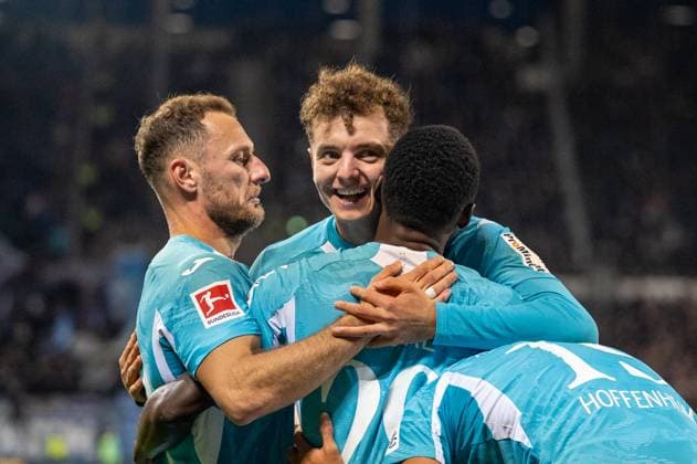 Germany, Soccer, 1 Bundesliga, Matchday 7 2025 2026, FC St Pauli TSG Hoffenheim on 19 10 in Hamburg Millerntor Stadion 0 1 by Bazoumana TourÃ TSG Hoffenheim 29 Goal celebration Copyright: xSvenxHeidmannx