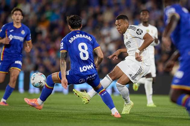 Kylian Mbappe (Real Madrid CF) controls the ball during the LaLiga EA Sports match between Getafe CF v Real Madrid at Coliseum on October 19, 2025 in Getafe, Spain. (Photo by Manu Reino DeFodi Images) Kylian Mbappe Real Madrid CF controls the ball during the LaLiga EA Sports match between Getafe CF v Real Madrid at Coliseum on October 19, 2025 in Getafe, Spain Photo by Manu Reino DeFodi Images