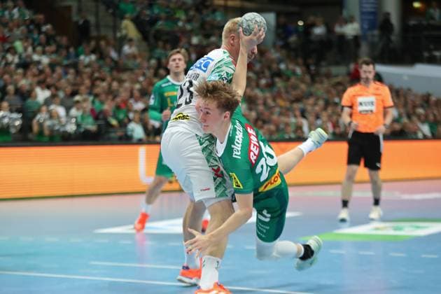 Handball DAIKIN HBL SC DHfK Leipzig SC Magdeburg 19 10 2025 Caspar Gauer 25, SC DHfK Leipzig Handball, DAIKIN HBL, 1 Bundesliga, Season 2025 2026, Matchday 9 SC DHfK Leipzig vs SC Magdeburg on 19 10 2025 at Quarterback Immobilien Arena Leipzig Copyright: xBEAUTIFULxSPORTS JanxKaeferx