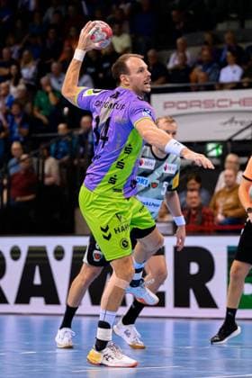 Stuttgart HBL 25 26 TVB Stuttgart Fuechse Berlin Kai Häfner Haefner Stuttgart Stuttgart Porsche Arena Baden Württemberg Germany