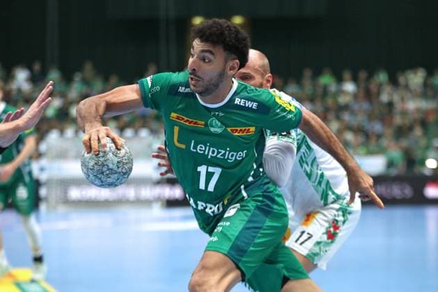 Handball DAIKIN HBL SC DHfK Leipzig SC Magdeburg 19 10 2025 Ahmed Khairi 17, SC DHfK Leipzig Handball, DAIKIN HBL, 1 Bundesliga, Season 2025 2026, Matchday 9 SC DHfK Leipzig vs SC Magdeburg on 19 10 2025 at Quarterback Immobilien Arena Leipzig Copyright: xBEAUTIFULxSPORTS JanxKaeferx