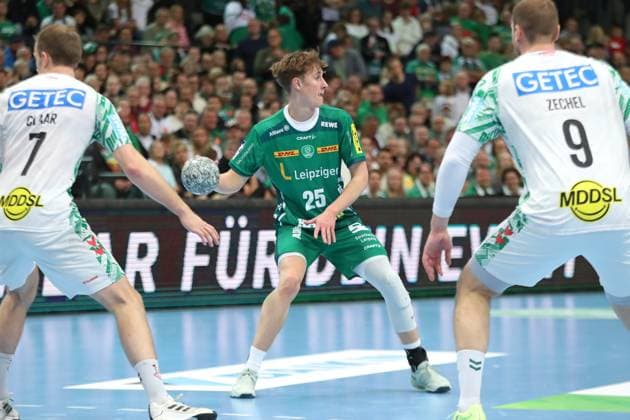Handball DAIKIN HBL SC DHfK Leipzig SC Magdeburg 19 10 2025 Caspar Gauer 25, SC DHfK Leipzig Handball, DAIKIN HBL, 1 Bundesliga, Season 2025 2026, Matchday 9 SC DHfK Leipzig vs SC Magdeburg on 19 10 2025 at Quarterback Immobilien Arena Leipzig Copyright: xBEAUTIFULxSPORTS JanxKaeferx