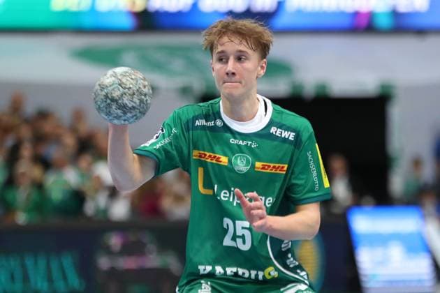 Handball DAIKIN HBL SC DHfK Leipzig SC Magdeburg 19 10 2025 Caspar Gauer 25, SC DHfK Leipzig Handball, DAIKIN HBL, 1 Bundesliga, Season 2025 2026, Matchday 9 SC DHfK Leipzig vs SC Magdeburg on 19 10 2025 at Quarterback Immobilien Arena Leipzig Copyright: xBEAUTIFULxSPORTS JanxKaeferx