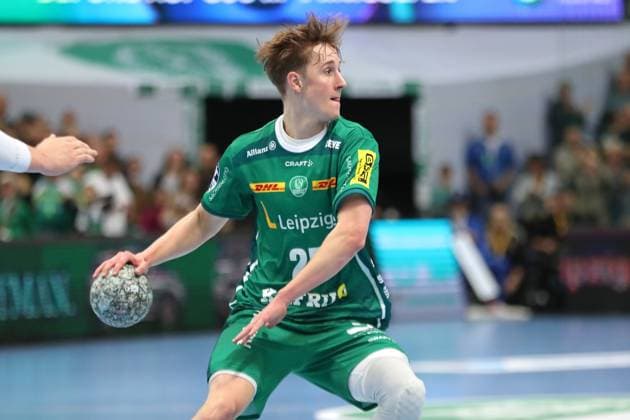 Handball DAIKIN HBL SC DHfK Leipzig SC Magdeburg 19 10 2025 Caspar Gauer 25, SC DHfK Leipzig Handball, DAIKIN HBL, 1 Bundesliga, Season 2025 2026, Matchday 9 SC DHfK Leipzig vs SC Magdeburg on 19 10 2025 at Quarterback Immobilien Arena Leipzig Copyright: xBEAUTIFULxSPORTS JanxKaeferx
