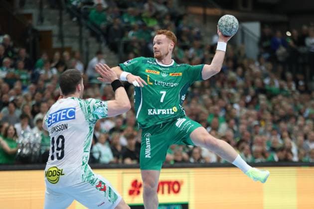 Handball DAIKIN HBL SC DHfK Leipzig SC Magdeburg 19 10 2025 Tomas Piroch 7, SC DHfK Leipzig Handball, DAIKIN HBL, 1 Bundesliga, Season 2025 2026, Matchday 9 SC DHfK Leipzig vs SC Magdeburg on 19 10 2025 at the Quarterback Immobilien Arena Leipzig Copyright: xBEAUTIFULxSPORTS JanxKaeferx