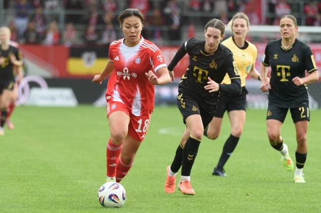 Momoko Tanikawa (18 FC Bayern Munich) dribbling with the ball through midfield during the Google Pixel Frauen-Bundesliga match between FC Bayern Munich and 1.FC Cologne at FC Bayern Campus Munich, Germany. Copyright: xSvenxBeyrich SPPx Sportspressphoto_SPR45399