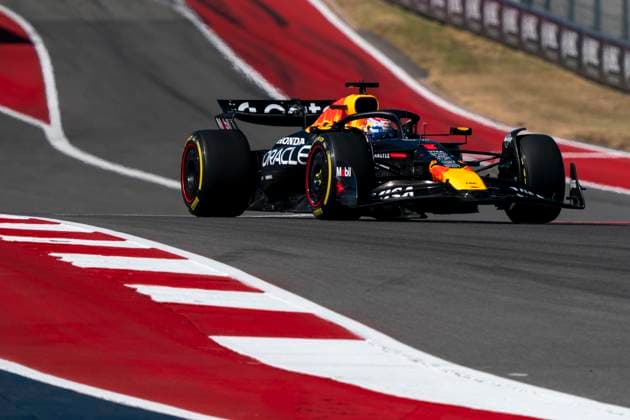 Dutch Formula One driver Max Verstappen of Red Bull Racing in action during the Formula One United States Grand Prix at the Circuit of the Americas in Austin, Texas on Sunday, October 19, 2025.  AUS2025101942 GREGxNASH