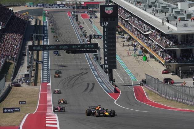 FORMULA 1 MSC CRUISES UNITED STATES GRAND PRIX 2025 19 10 2025, Circuit of The Americas, Austin, FORMULA 1 MSC CRUISES UNITED STATES GRAND PRIX 2025 , pictured Max Verstappen NLD , Oracle Red Bull Racing, Charles Leclerc MCO , Scuderia Ferrari HP, Lando Norris GBR , McLaren F1 Team, Lewis Hamilton GBR , Oscar Piastri AUS , George Russell GBR , Mercedes AMG Petronas Formula One Team nordphotoxGmbHx xBratic nph00250