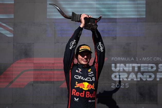 F1 - UNITED STATES GRAND PRIX 2025 VERSTAPPEN Max (ned), Red Bull Racing RB21, portrait podium during the 2025 Formula 1 United States Grand Prix, 19th round of the 2025 FIA Formula One World Championship, WM, Weltmeisterschaft from October 17 to 19, 2025 on the Circuit of the Americas, in Austin, Texas, United States of America - AustinUnited States  Copyright: xEricxAlonsox