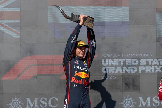 Formula 1 MSC Cruises United States Grand Prix 2025 Joseph Pinchin OVERTAKE MAXPPP - Austin 19 10 2025 01 VERSTAPPEN Max (nld), Oracle Red Bull Racing, portrait RACE WINNER podium at the Formula 1 MSC Cruises United States Grand Prix 2025, the 19th round of the 2025 FIA Formula 1 World Championship, WM, Weltmeisterschaft at the Circuit of The Americas in Austin, Texas, United States, from October 16 to 19, 2025 Austin Circuit of The Americas United States  Copyright: xOVERTAKE MAXPPPxJosephxPinchinx OVT202510209083 OVT202510209083