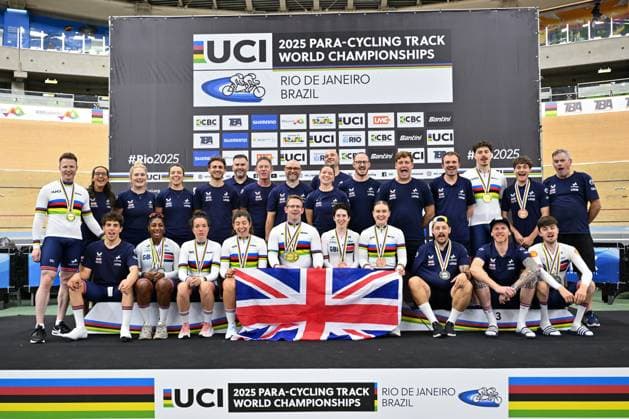 2025 UCI Para-Cycling Track World Championships Picture by Simon Wilkinson SWpix.com - 19 10 2025 - Cycling - 2025 UCI Para-Cycling Track World Championships - Rio Olympic Velodrome, Rio de Janeiro, Brazil - Great Britain Cycling Team Photo Copyright: x xSWpix.comx(t axPhotographyxHubxLtd)xSimonxWilkinson SWpix.comx SWP-3030-10334
