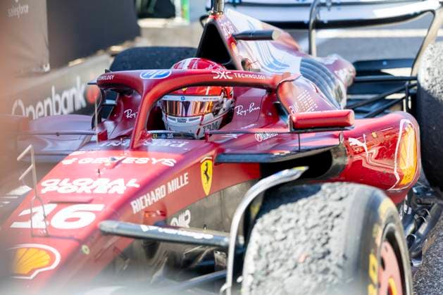 AUSTIN, TX - OCTOBER 19: Charles Leclerc of Monaco and Team Scuderia Ferrari HP (16) comes in to take third during the Formula 1 F1 Grand Prix of United States on October 19, 2025 at the Circuit of The Americas in Austin, TX. (Photo by Bob Kupbens Icon Sportswire) AUTO: OCT 19 F1 United States Grand Prix EDITORIAL USE ONLY Icon2510190321