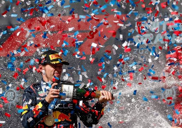 F1 - UNITED STATES GRAND PRIX 2025 podium VERSTAPPEN Max (ned), Red Bull Racing RB21, portrait during the 2025 Formula 1 United States Grand Prix, 19th round of the 2025 FIA Formula One World Championship, WM, Weltmeisterschaft from October 17 to 19, 2025 on the Circuit of the Americas, in Austin, Texas, United States of America - AustinUnited States  Copyright: xDPPIx