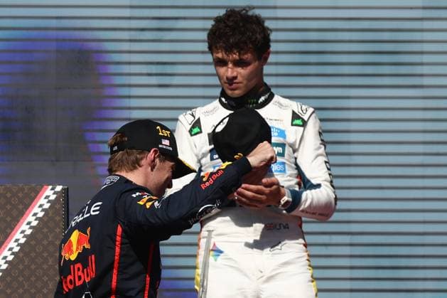 F1 Grand Prix Of United States Max Verstappen of Red Bull Racing and Lando Norris of McLaren after the F1 Grand Prix of United States at Circuit od the Americas in Austin, United States on October 19, 2025. Austin United States  Copyright: xJakubxPorzyckix originalFilename:porzycki-f1grandp251019_npoOg.jpg