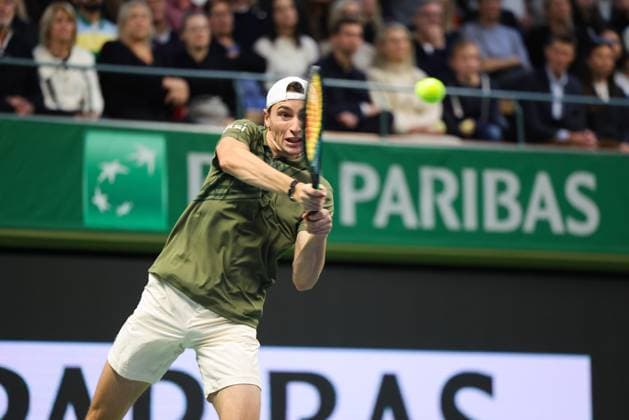 France s Ugo Humbert meets Norway s Casper Ruud in the singles final during the BNP Paribas Nordic Open tennis tournament at the Royal Tennis Hall in Stockholm, Sweden, October 19, 2025 STOCKHOLM SWEDEN x62260x  Copyright: xNilsxPetterxNilsson TTx TENNIS NORDIC OPEN