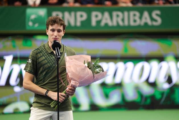 STOCKHOLM, SWEDEN 20251019 Frances Ugo Humbert speaks after losing in the singles final to Norways Casper Ruud during the BNP Paribas Nordic Open tennis tournament at the Royal Tennis Hall STOCKHOLM SWEDEN x62260x  Copyright: xNilsxPetterxNilsson TTx TENNIS NORDIC OPEN