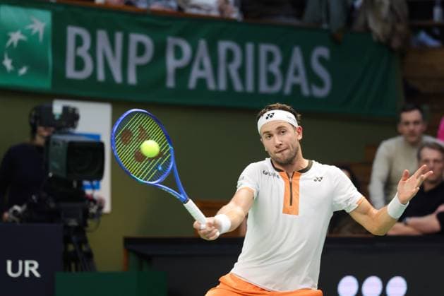 STOCKHOLM, SWEDEN 20251019 Norway s Casper Ruud meets France s Ugo Humbert in the singles final during the BNP Paribas Nordic Open tennis tournament at the Royal Swedish Tennis Hall STOCKHOLM SWEDEN x62260x  Copyright: xNilsxPetterxNilsson TTx TENNIS NORDIC OPEN