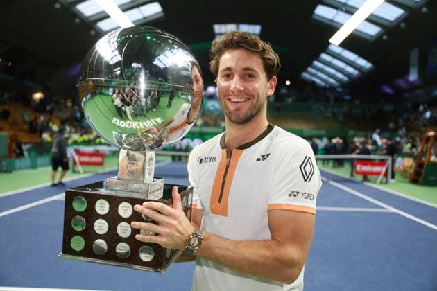 Norway s Casper Ruud wins the singles final against France s Ugo Humbert during the BNP Paribas Nordic Open tennis tournament at the Royal Swedish Tennis Hall in Stockholm, Sweden, October 19, 2025 STOCKHOLM SWEDEN x62260x  Copyright: xNilsxPetterxNilsson TTx TENNIS NORDIC OPEN