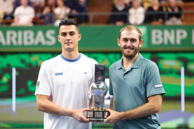 Austria s Alexander Erler and USA s Robert Galloway win the doubles final during the BNP Paribas Nordic Open tennis tournament at the Royal Swedish Tennis Hall in Stockholm, Sweden, Saturday, Oct 19, 2025 STOCKHOLM SWEDEN x62260x  Copyright: xNilsxPetterxNilsson TTx TENNIS NORDIC OPEN