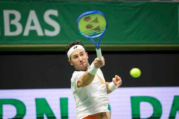 STOCKHOLM, SWEDEN 20251019 Norway s Casper Ruud meets France s Ugo Humbert in the singles final during the BNP Paribas Nordic Open tennis tournament at the Royal Swedish Tennis Hall STOCKHOLM SWEDEN x62260x  Copyright: xNilsxPetterxNilsson TTx TENNIS NORDIC OPEN